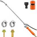 VANPET All Metal Replacement Sprayer Wand,1/4" & 3/8" & 1/2" Hose Fittings Sprayer Wand Replacement, Stainless Steel Sprayer Wand with Shut off Valve & 2 Hose Clamps (29 Inches Sprayer Wand)