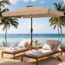 AreShark 6.5 x 10 FT Rectangular Valance Patio Umbrella, Outdoor Umbrella with Tilt and Crank, Market Table Umbrellas W/ 6 Ribs UV Protection for Garden, Deck, Backyard and Pool, Beige