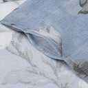 SMILE WEAVER Kitchen Curtains Tiers and Valances Set 3 Piece,Floral Short Semi Sheer Linen Curtains for Bedroom/Living Room,Light Filtering Window Drapes for Bathroom(Blue,52Wx18L&26Wx36L)