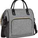 IDEATECH Large Insulated Lunch Bags for Work, Leakproof Lunch Box for Women & Men, Lunch Tote Cooler Bags with Adjustable Shoulder Strap for Teacher, Nurse, Mom, Womens Lunchbox Gifts (Grey)