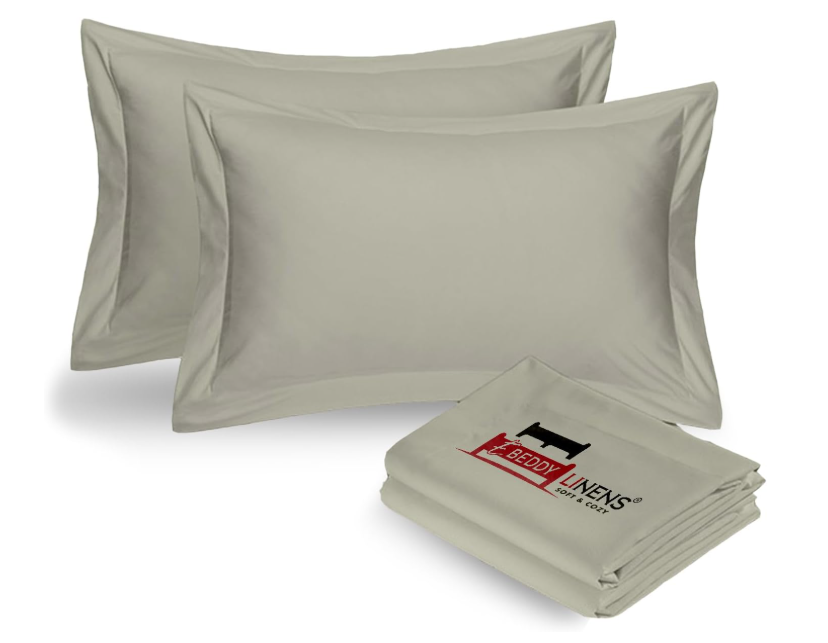 eBeddy Linens Full/Queen Dark Grey Pillow Shams Set - 20x30 Inch, Egyptian Cotton, 800-TC, Soft & Breathable with Envelope Closure - Premium, Durable, Elegant & Luxurious Bedding for Ultimate Comfort, Silver Grey