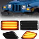 SUPAREE Led Front Turn Signal Lights and Led Side Marker Lights fit for Jeep Wrangler TJ 1997-2006, Amber Parking Light DRL and Amber Turn Signal, Smoked Lens 4PCS