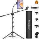 InnoGear Mic Stand, 6 in 1 Microphone Stand Floor with Tablet Phone Holder Height Adjustable from 30" to 72" Mic Stand Tripod Boom Arm with Gooseneck Carrying Bag for Singing Karaoke Stage
