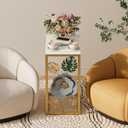 Gold C Shape End Table,Metal C Side Table for Couch,Living Room, 18.9 x 12.6 x 24.21 inches