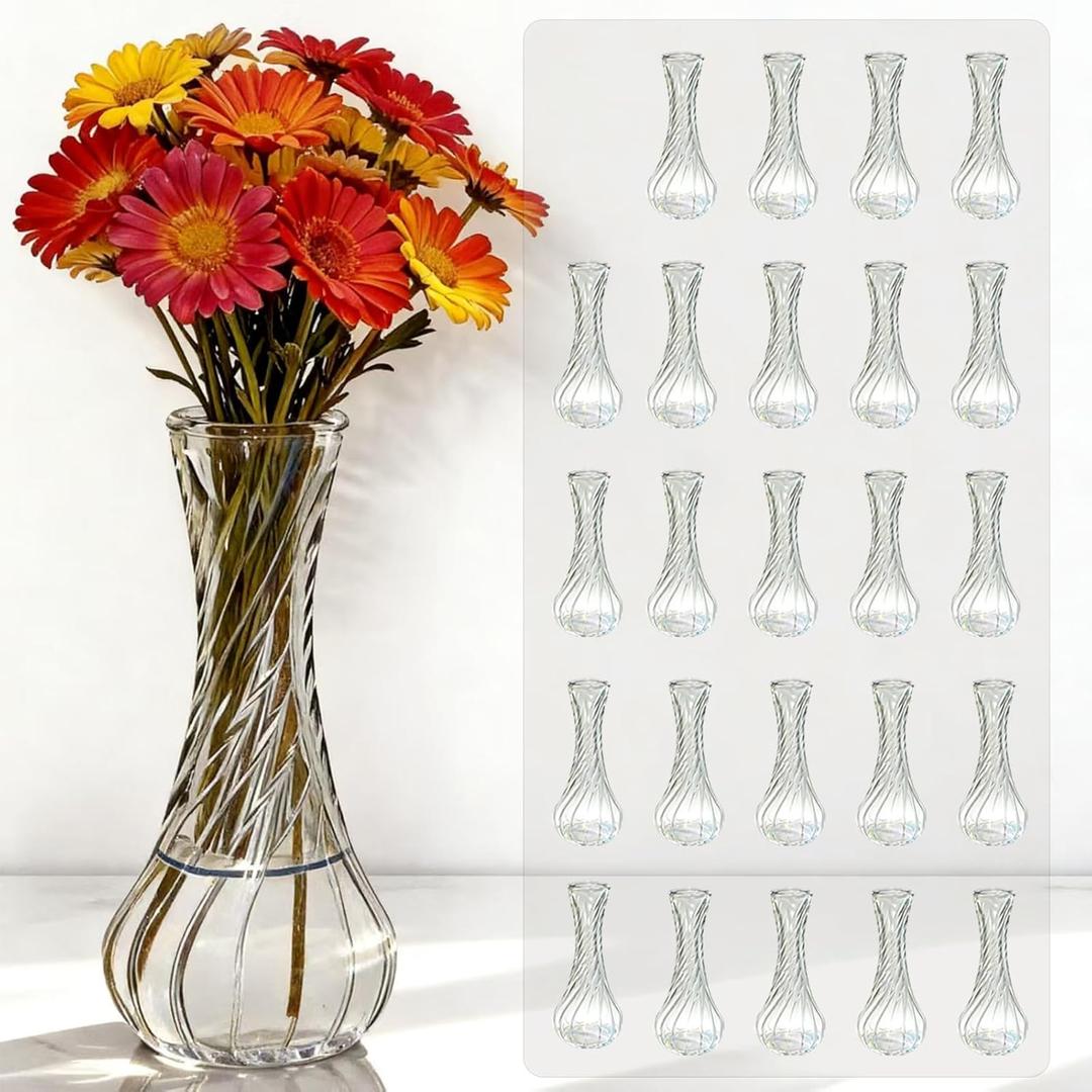 Sandraheer Glass Bud Vases in Bulk Set of 24, Small Glass Vases for Flowers Mini Clear Bud Vases for Centerpieces Vintage Vases for Wedding Home Table Decorations