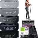 Fabric Resistance Bands for Working Out  5 Strength Levels from Extra Light to Extra Heavy  Thick Workout Bands for Legs, Glutes, HIPS, Stretching, Strength Training with Storage Bag (Long - Gray)