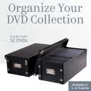 Snap-N-Store DVD Storage Box - 2 Pack - Durable 6 x 8.2 x 16.5 Inch Movie Organizers - Disc Holders with Lids to Store up to 52 DVD Cases - Black.