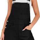 Lepunuo Rompers for Women Denim Overalls Summer Adjustable Casual Loose Fit Bib Jeans Short Jumpsuits Outfits (Black, S)