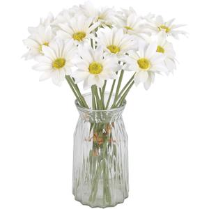 IPOPU 15pcs Daisies Artificial Flowers Faux White Daisies Flowers 12" Fake Wildflowers Flower Silk Flowers for Floral Arrangements Wedding Home Garden Decor (White)