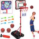 Meland Kids Basketball Hoop - Adjustable Height 2.9ft-6.2ft Toddler for Kids, Goal Indoor & Outdoor Toys Backyard Outside Boys Age 3 4 5 6 7 8 Years Gift