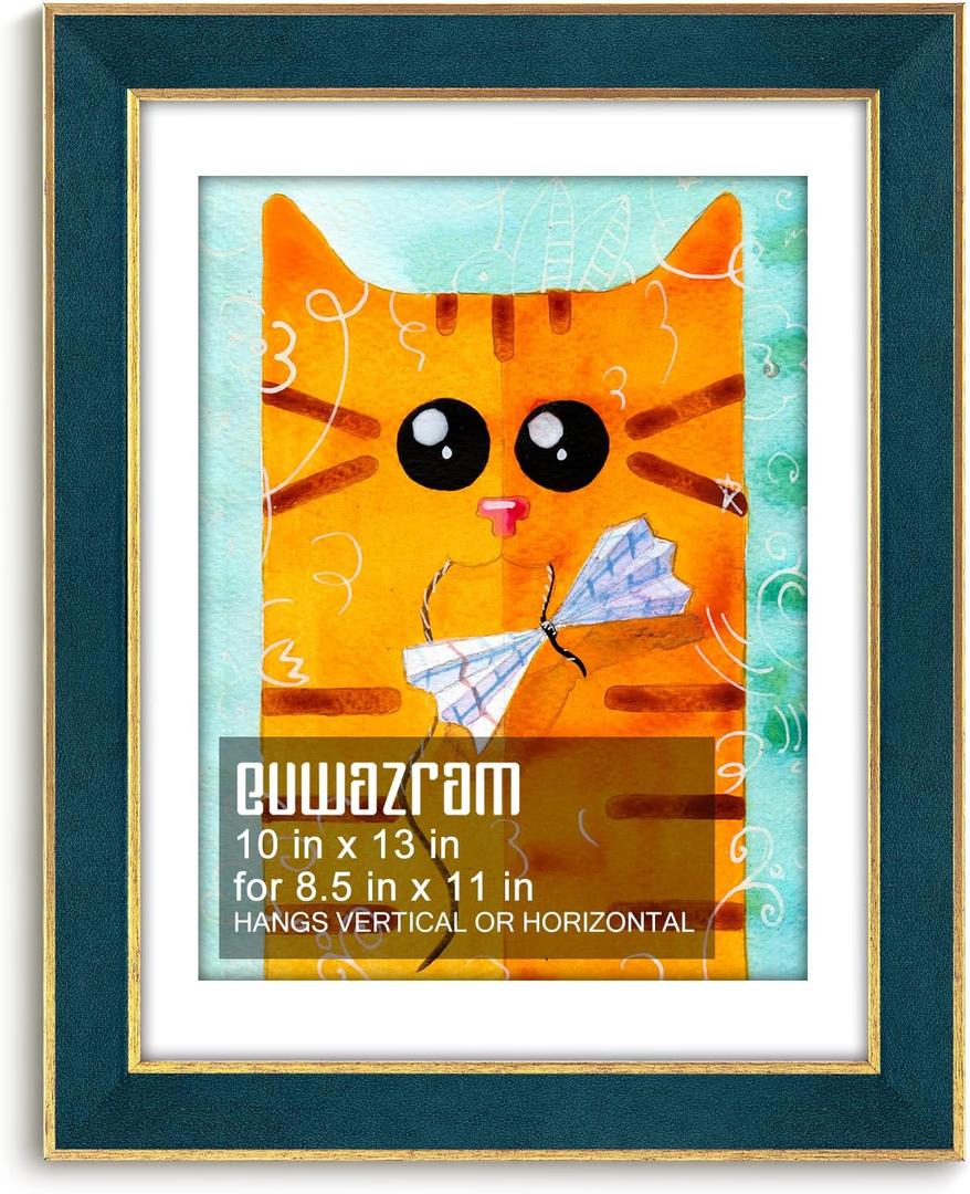 Suede 10x13 Frame - Single Frame, Christmas Elegant Navy 10 x 13 Poster Frame with Mat for 8.5x11, 10x13 Picture Frames for Artwork, Puzzles, Photos and Movie Posters