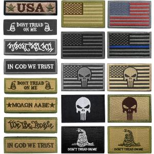 WZT Bundle 18 Pieces American Flag Patch Thin Blue Line USA Flag United States Morale Military Patches Set for Caps,Bags,Backpacks,Tactical Vest,Military Uniforms (multicolored)