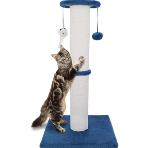 Ahomdoo Cat Scratching Post 34 Inches Heavy Duty and Thicker Cat Scratching Post Sisal Rope with Hanging Ball and Mice Scratching Post for Indoor Cats and Adult(Navy Blue)