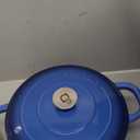 Overmont Enameled Cast Iron Dutch Oven - 7QT Pot with Lid Cookbook & Cotton Potholders - Heavy-Duty Cookware for Braising, Stews, Roasting, Bread Baking Blue