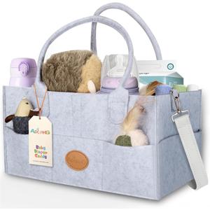 AIXIANG Baby Diaper Caddy Organizer,Portable Nursery Essentials Storage Diaper Caddy for Newborn Boy and Girl (Grey)