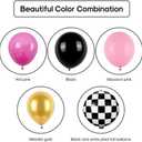 Pink Race Car Balloon Arch Kit,Hot Pink White Black Balloons Garland Kit with Black White Plaid Foil Balloons for Racing Car Theme Birthday Party
