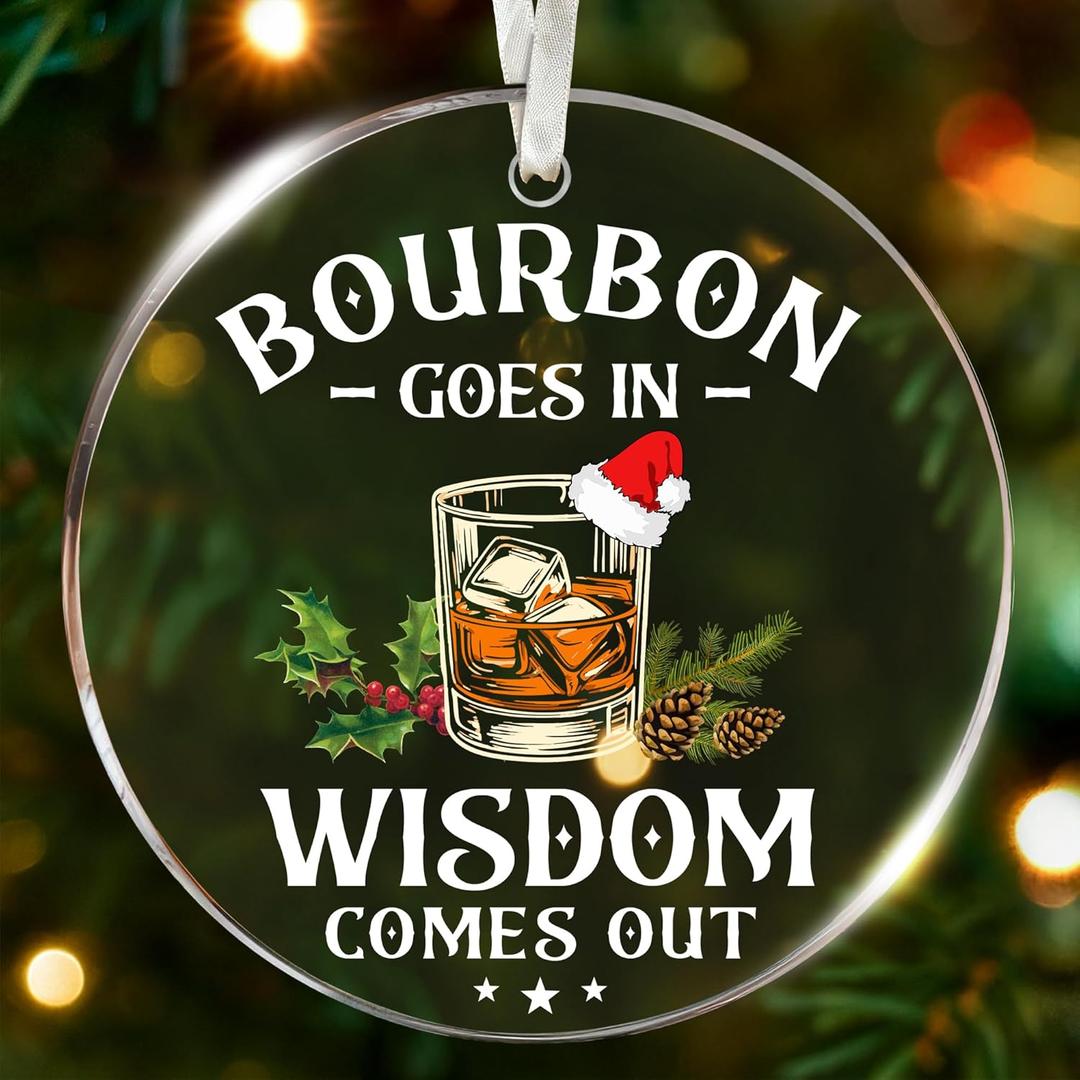 Bourbon Gifts for Men - Christmas Whiskey Ornament for Bourbon Lovers, Unique Gift for Wine Lovers, Ideal Whiskey Gift for Men, Women - Special Occasion Bourbon Gifts, Perfect Wine Ornament