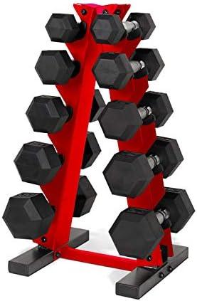 CAP Barbell Coated Hex Dumbbell Weight Set with Vertical Rack | Multiple Options, 4 Pieces, 2 Pairs of 20 and 5