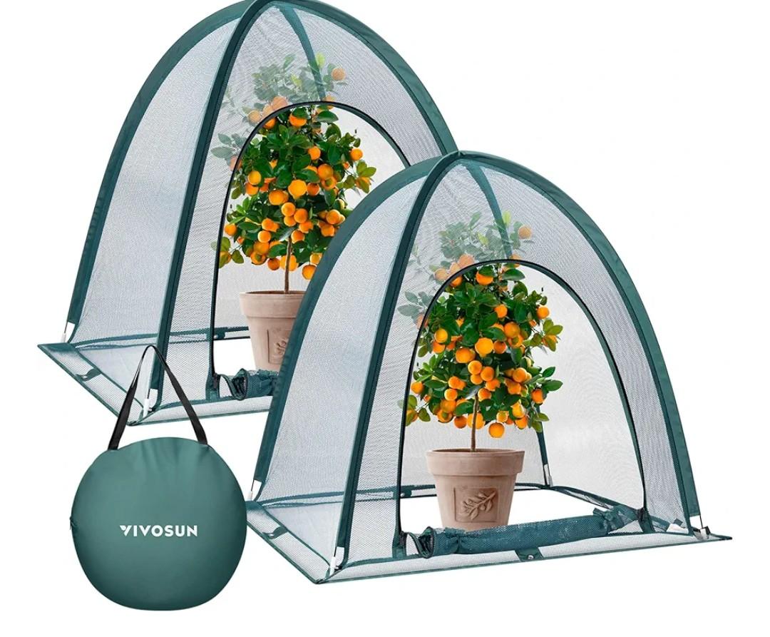 VIVOSUN Garden Netting Cover, 28 x 28 x 32 Inch Pop-up Guard Cover with Zip Entry for Plants, Vegetables, Fruits, Outdoor Run and Enclosure for Small Animals, 2-Pack, Green