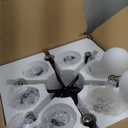 Sputnik Semi Flush Mount Ceiling Light, 6 Globe Lights Sputnik Ceiling Light Fixture, Milk Glass Globe Chandelier for Dining Room, Black Mid Century Modern Chandelier for Living Room, Hallway