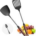 Titanium Spatula Set of 3 for Kitchen, Kitchen Utensil Set Pure Titanium, Food Grade, High Heat Resistant Cooking Utensils, Easy to Clean, Black