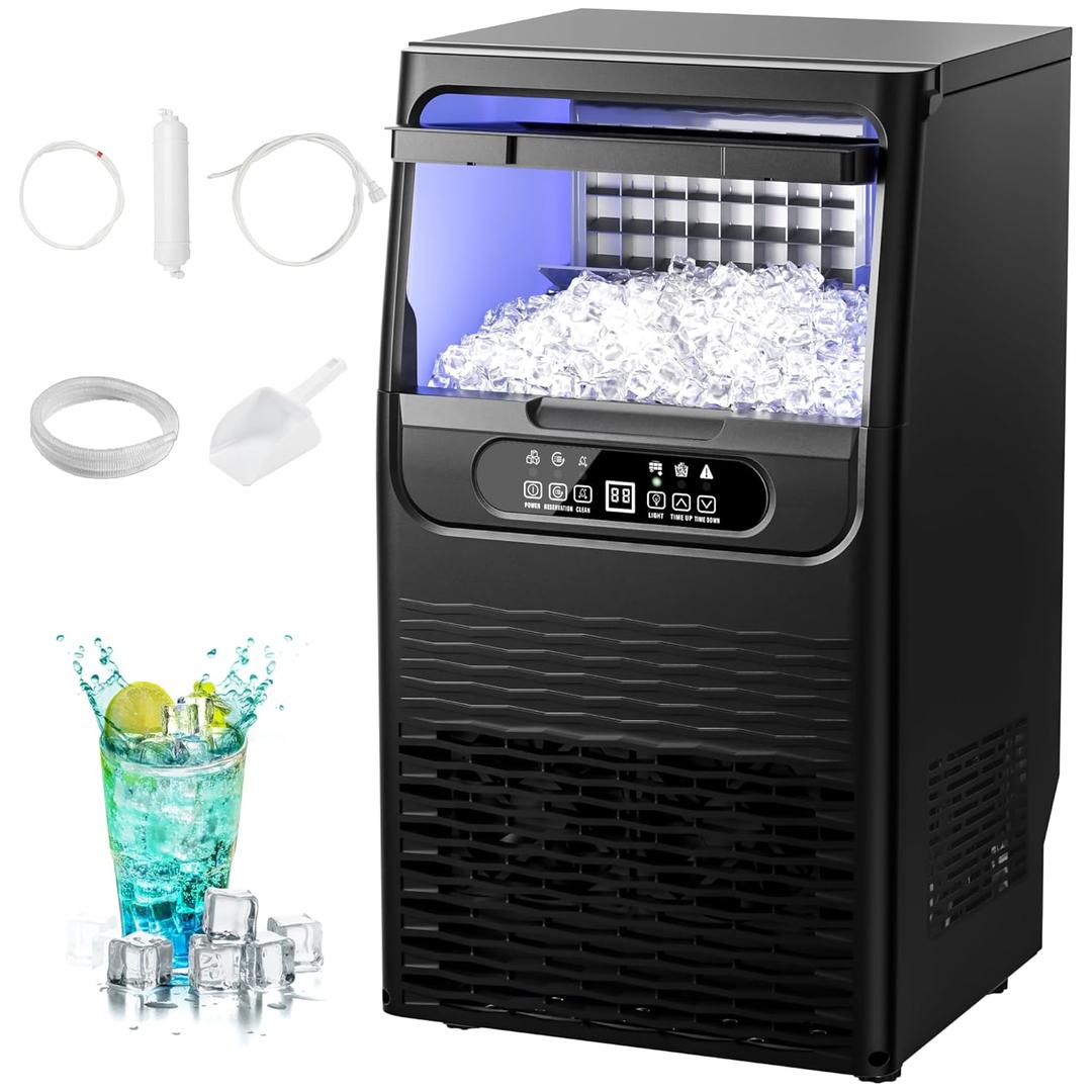 EUHOMY Commercial Ice Maker Machine,70lbs/24H,36 Ice Cubes in 8-12 Mins, Under Counter Ice Maker with Water Filter,12lbs Storage Capacity, Freestanding Ice Machine for Home/Bar/Cafe/Restaurant (70lbs/day)