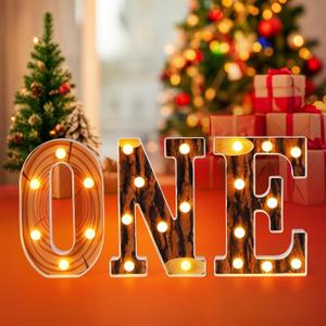 One Happy Camper Birthday Decorations,First 1st Birthday Decorations Boy,Baby Boy One Year Old Light Up Sign for Centerpieces Table Backdrop Decor