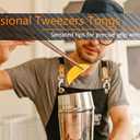 JETKONG 3 Pcs Kitchen Tweezers Tongs, Stainless Steel Cooking Tweezers, 8+10+12 Inch Ideal for meat, pasta, plating and pinching delicate small pieces of food (Silver)