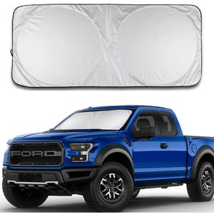 Car Windshield Sun Shade Durable 210T Polyester Heat Block UV Protection Sunshades - Sunlight Blocker Reflective Sun Visor Car Window Shade Easy Storage Sunshade Vehicle Accessories (X-Large) (X-Large = 67.75 x 35.5 Inches)