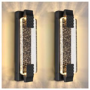 Black Wall Sconce Set of 2, Bubble Glasses & Metal Frame,8W Wall Lighting Fixtures for Bedroom Living Room Porch(Black,2pcs)