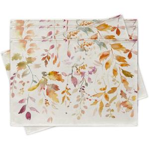 Fall Watercolor Leaves Placemats Set of 4, Autumn Botanical Leaf Dining Place Mats Table Decor, Farmhouse Rustic Home Kitchen Decoration 12 x 18 Inches