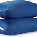 400 Thread Count Cotton Pillow Case Queen with Zipper, 30" L x 20" W, Cotton Pillow Protectors Cover- Set of 2 - Navy Blue - Pillows Not Included
