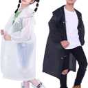 Kids Rain Jacket, 2 Pack Rain Ponchos for Kids - Reusable Raincoats for Boys and Girls Waterproof Outdoor Rain Gear (6-11 Years, G: White + Black)