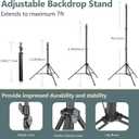 Aureday Backdrop Stand, 10x7 Ft Adjustable Photo Backdrop Stand Kit with 4 Crossbars, 6 Background Clamps, 2 Sandbags, and Carrying Bag for Parties/Wedding/Photography/Festival Decoration