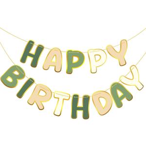 TaoBary Sage Green Happy Birthday Banner Pre-strung Birthday Party Decorations No DIY Hanging Banner Sign Hanging Decor for Women Men Boys Girls Party Supplies Backdrop