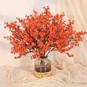 Yastouay Fake Fall Flowers Real Touch Silk Flowers, Fall Orange Artificial Flowers for Decorations, Babys Breath Artificial Flowers Bulk for Thanksgiving Fall Decor Floral Arrangement