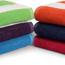 BolBom*S Bath Towel Set 6 Pack,30 x 60 Inches Large 100% Cotton Cabana Stripe Beach Towel Soft,Absorbent and Quick Dry Towels for Bathroom,Pool, Beach, Swim and Yoga,Bathroom Towels for Daily Use (Green, Yellow, Purple, Turquoise, Orange, Bue, Pink)