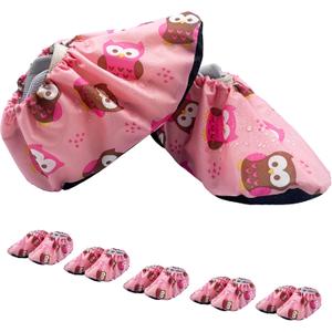 5 Pairs Kids Shoe Covers Reusable Non Slip Washable Dustproof Durable Waterproof Boots Cover For Indoors Floors Kindergarten Elementary School (Medium, Pink)