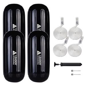 Leader Accessories Inflatable Boat Fenders Bumpers 4 Pack (Black 10"x26")