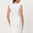 Allegra K Sheath Dress for Women's Business Teacher Sleeveless Boat Neck Dressy Casual Office Dresses (White, L)