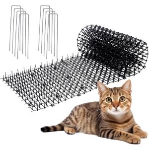 10ft Cat Scat Mat with Spikes Outdoor, Scat Mats for Dogs, Includes 8 Garden Staples (1pack)