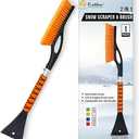 EcoNour 27" Aluminum Ice Scrapers for Car Windshield | Car Snow Scraper Window and Snow Brush with Ergonomic Foam Grip Winter Accessories (Orange)