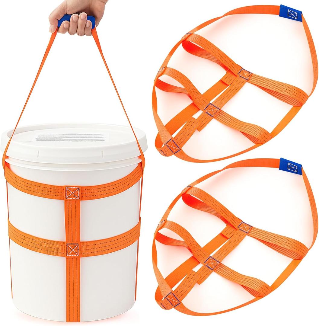 2 Pcs Bucket Sling with Bands for 5 Gallon Bucket Strap Harness Webbing Sling Lifting, 200lbs Capacity