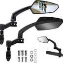 Handlebar Bike Mirror, HD Convex Glass Rear View Mirror with Shatterproof Film, 360 Adjustable Bicycle Mirror for MTB & E-Bike, Fits 21-26mm Handlebars, Left Side Only(Black)