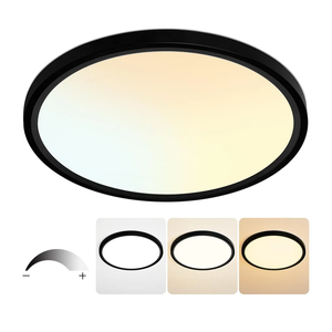 20 Inch Flush Mount Ceiling Light, 40W Dimmable LED Fixture 4000LM, 3000K/4500K/6000K Adjustable, Round Ceiling Lamp for Bedroom, Kitchen, Living Room, Dining Room, Bathroom, Black