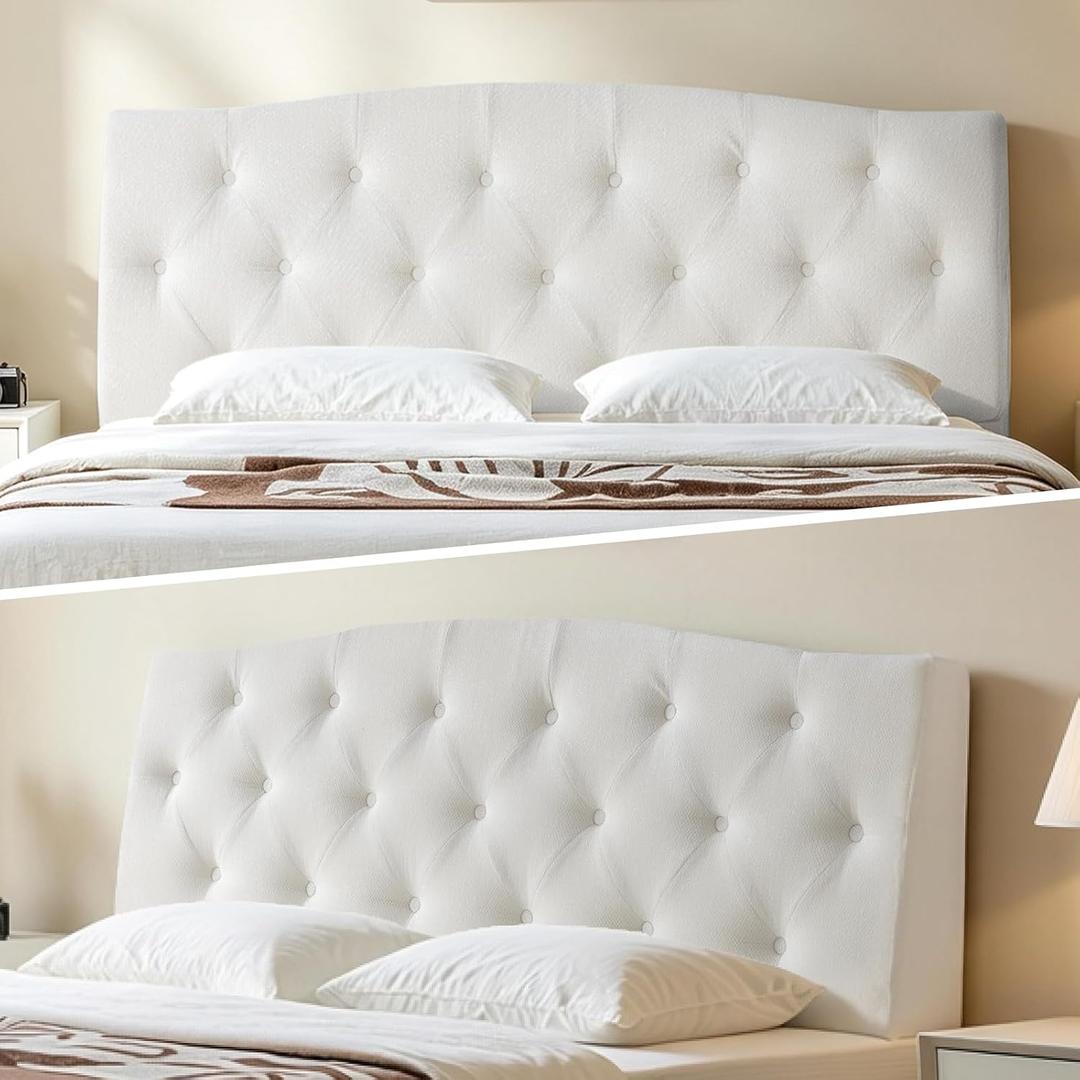 Vamcheer Queen Size Headboard Only-Modern Upholstered Headboard for Bed, Height Adjustable Head Board with High-Density Foam, Luxury Texture Easy Assembly, Cream