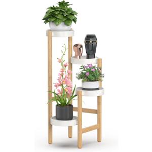 Wisuce Bamboo Plant Stands Indoor, 4 Tier Tall Corner Plant Stand Holder & Plant Display Rack for Outdoor Garden Indoor Home (4 Tier -2)