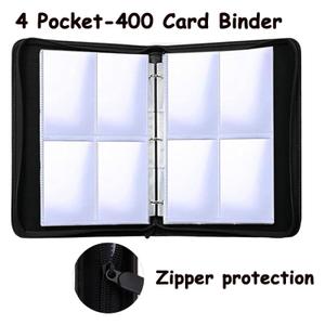 Nesatuwa 4-Pocket Card Binder Compatible With PTCG Cards,TCG Cards Holder,Trading Card Games Collection Binder Case Book Fits 400 Cards With 50 Removable Sleeves