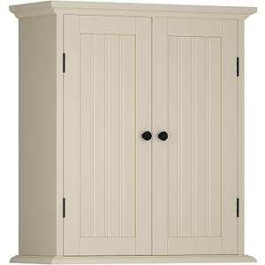 ChooChoo Bathroom Wall Cabinet, Over The Toilet Space Saver Storage Cabinet, Medicine Cabinet with 2 Door and Adjustable Shelves, Cupboard, Cream Yellow