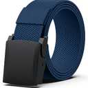 Tactical Belt Nylon Ratchet Work Belt Adjustable with Automatic Slide Buckle Belt Waist Clip Fan (Blue)